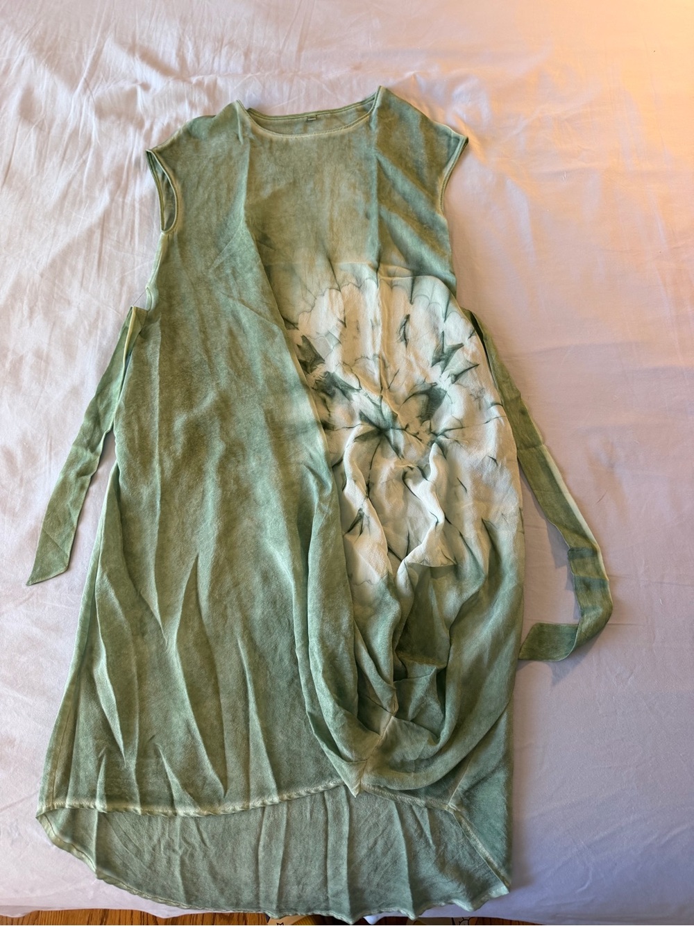 Women’s Sage Green Floral Tie-Side Silk Dress